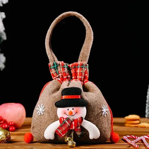 Christmas Gift Bags | Reusable Fabric with Drawstring | Santa, Snowman & Reindeer Patterns | 2 Sizes