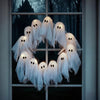 Halloween Ghost Wreath | LED Light-Up Design | Battery Operated | Indoor & Outdoor Decor