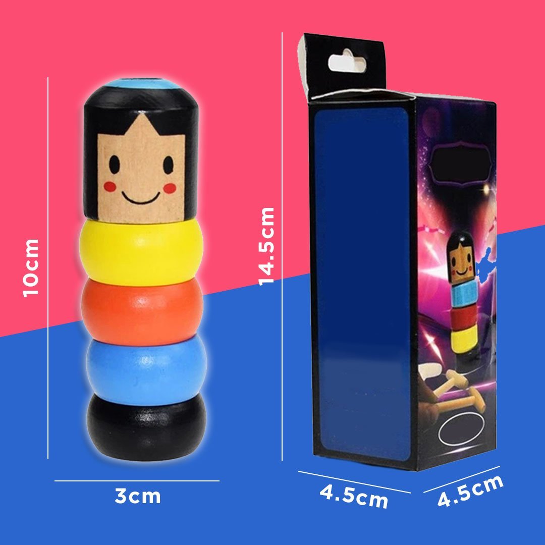 Magic Wooden Man Toy | Unbreakable Trick Figure | Classic Educational Play | 10cm