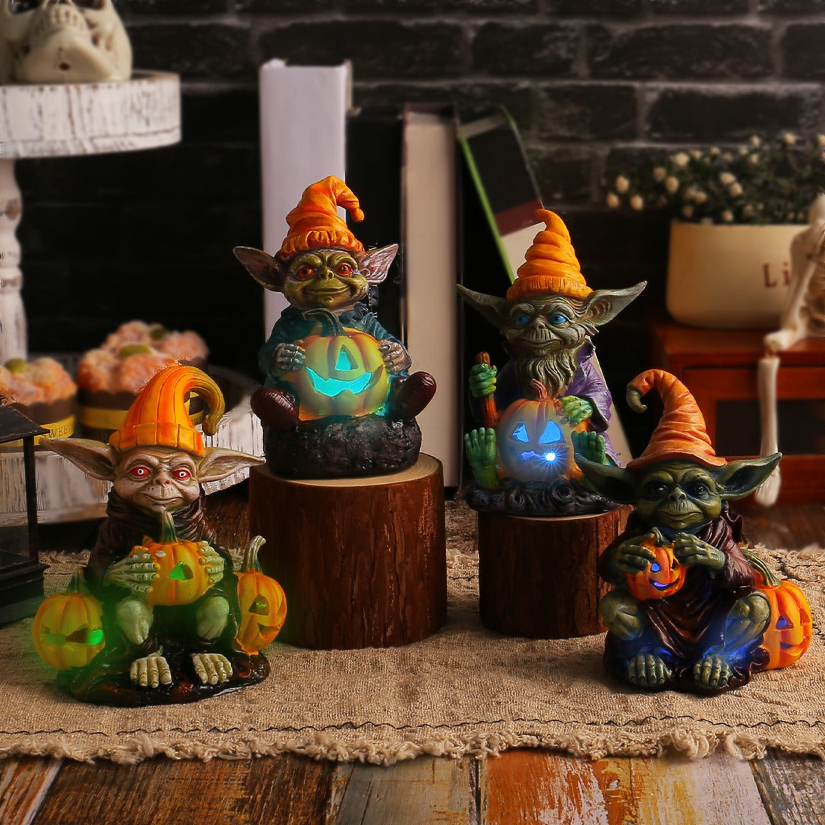 PumpkinGhoul™ Ghoulie Halloween Resin Statue with Pumpkin Lamp (Buy 1 Get 1 Free)