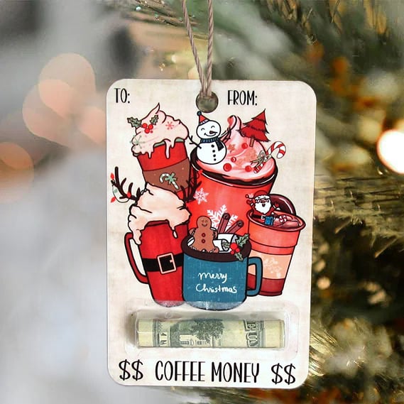Christmas Money Holder Ornament | Wooden Hanging Decoration | Handcrafted Holiday Gift Surprise