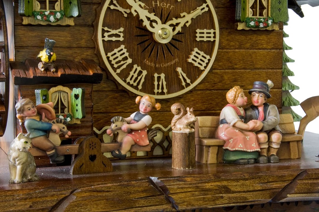 Wooden Cuckoo Clock | Handcrafted Black Forest Chalet | Musical Pendulum Design