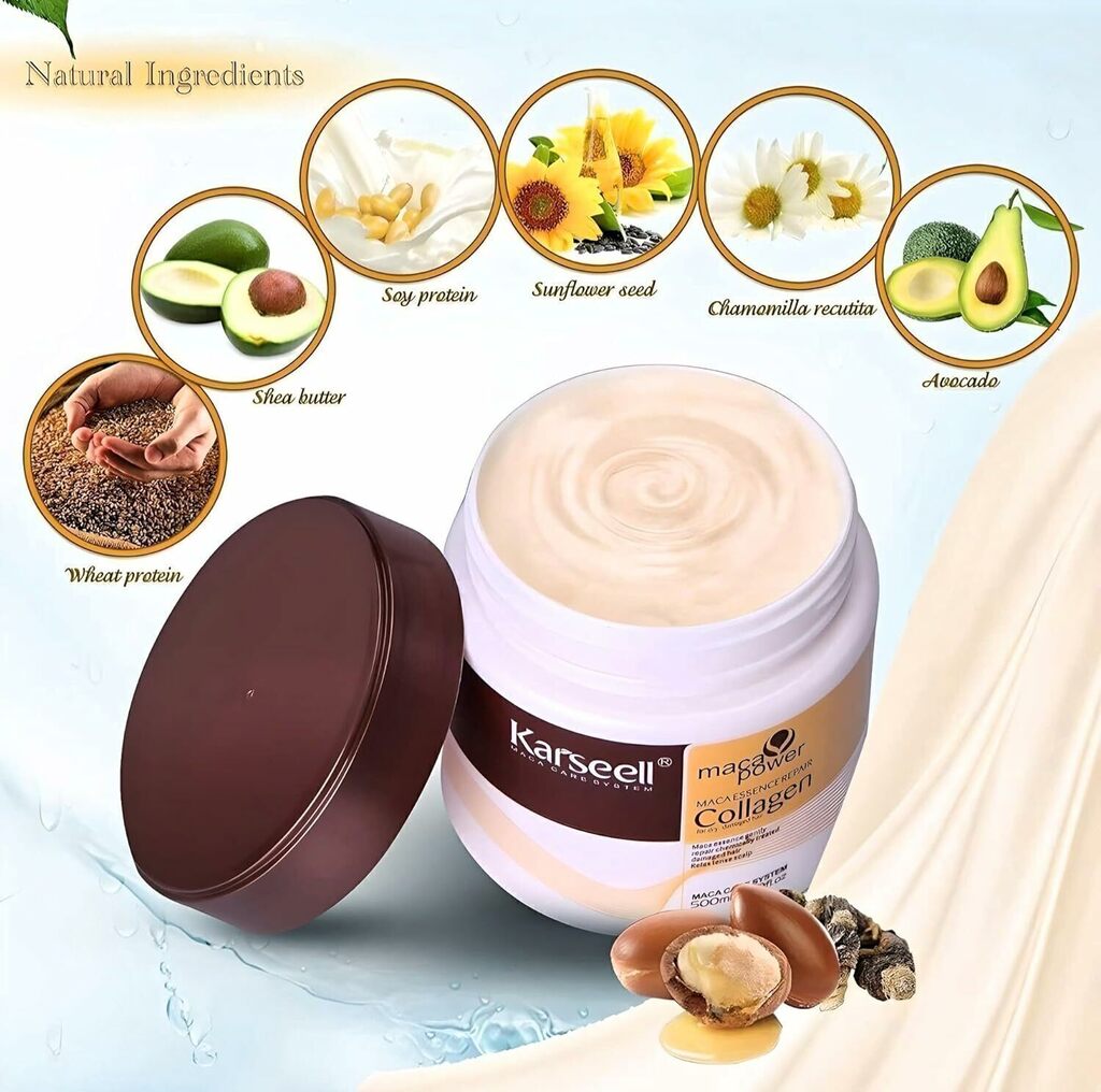 Collagen Hair Mask | Deep Hydration & Repair | Maca Extract + Argan Oil | Frizz Control | Shine Boost | 500 ml