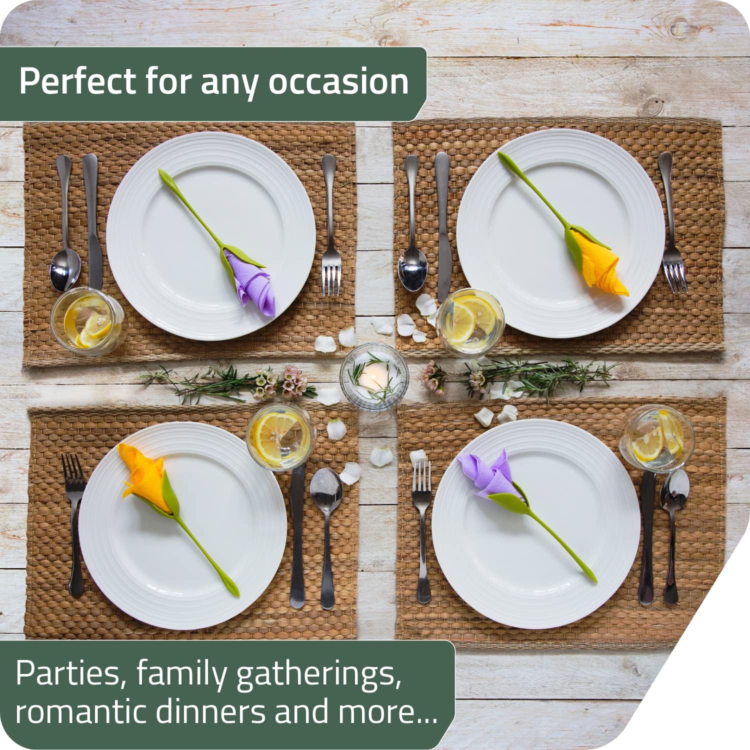Napkin Flower Creator | Set of 2 | Floral Table Decoration Tool | Roses, Tulips & Calla Lily Designs