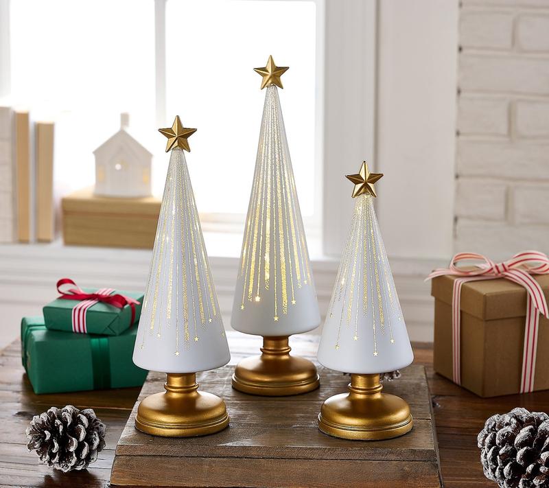 Christmas Decoration | LED Light-Up Tree Set | Battery Operated | Built-In Timer