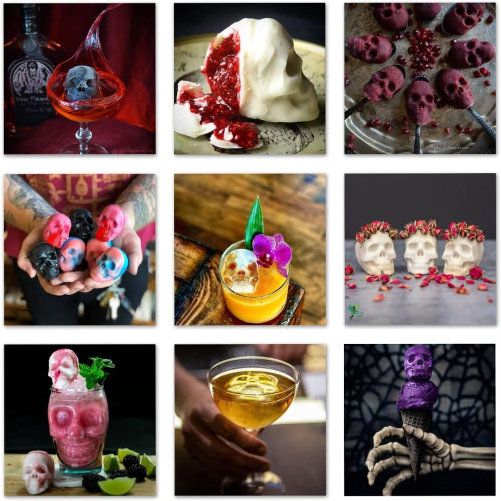 Halloween Skull Ice Mold | 3D Silicone Tray | Food-Grade, Heat-Resistant & Dishwasher Safe