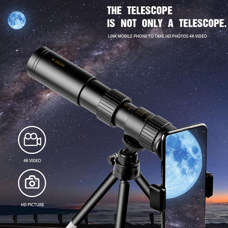High-Power Monocular Telescope | 10–300X Zoom | Night Vision | Waterproof | Smartphone Adapter Compatible