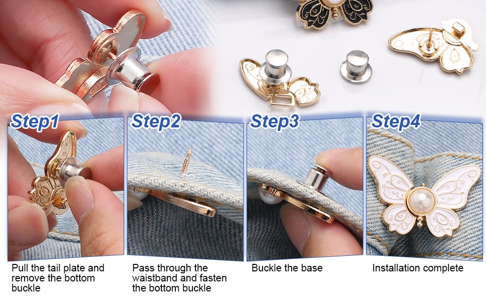 Detachable Clothing Clips | Adjustable Metal Waist Pins | No-Sew Jean & Skirt Fasteners