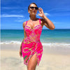 Avencea | Sexy One-Piece Push-Up Swimsuit with Chain Pattern and Beach Skirt