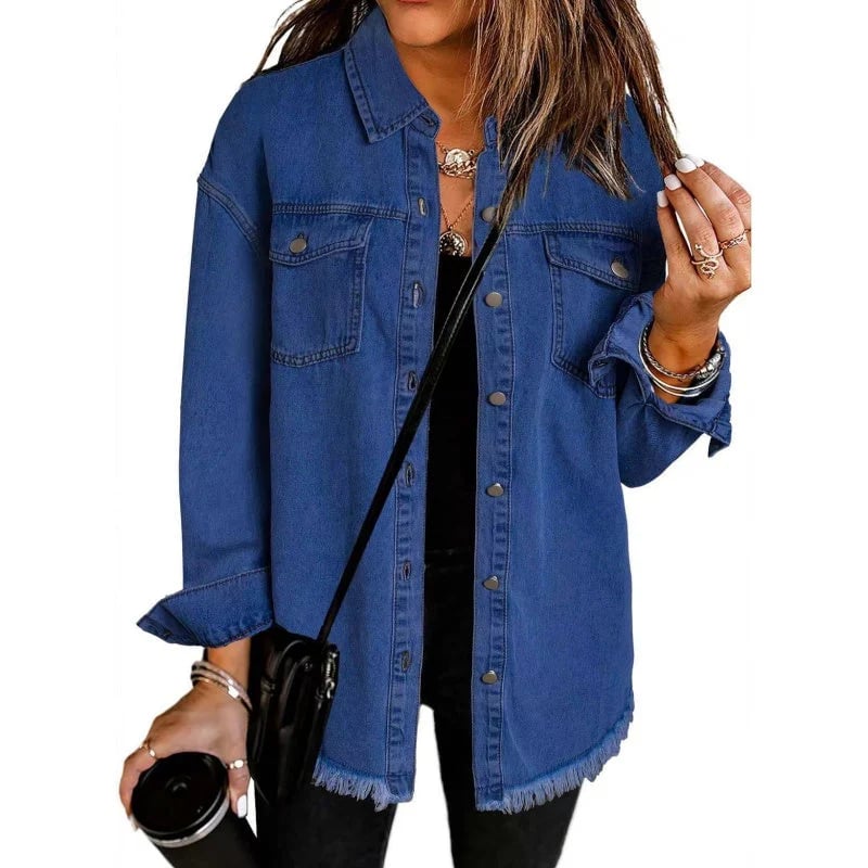 Women’s Denim Jacket | Raw Edge Ripped | Street Style | Everyday Trendy Look