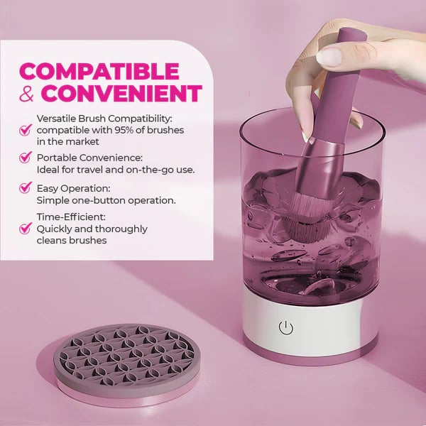 Makeup Brush Cleaner Machine | BrushPure™ Automatic Cleaning & Drying | Compact 16×9cm