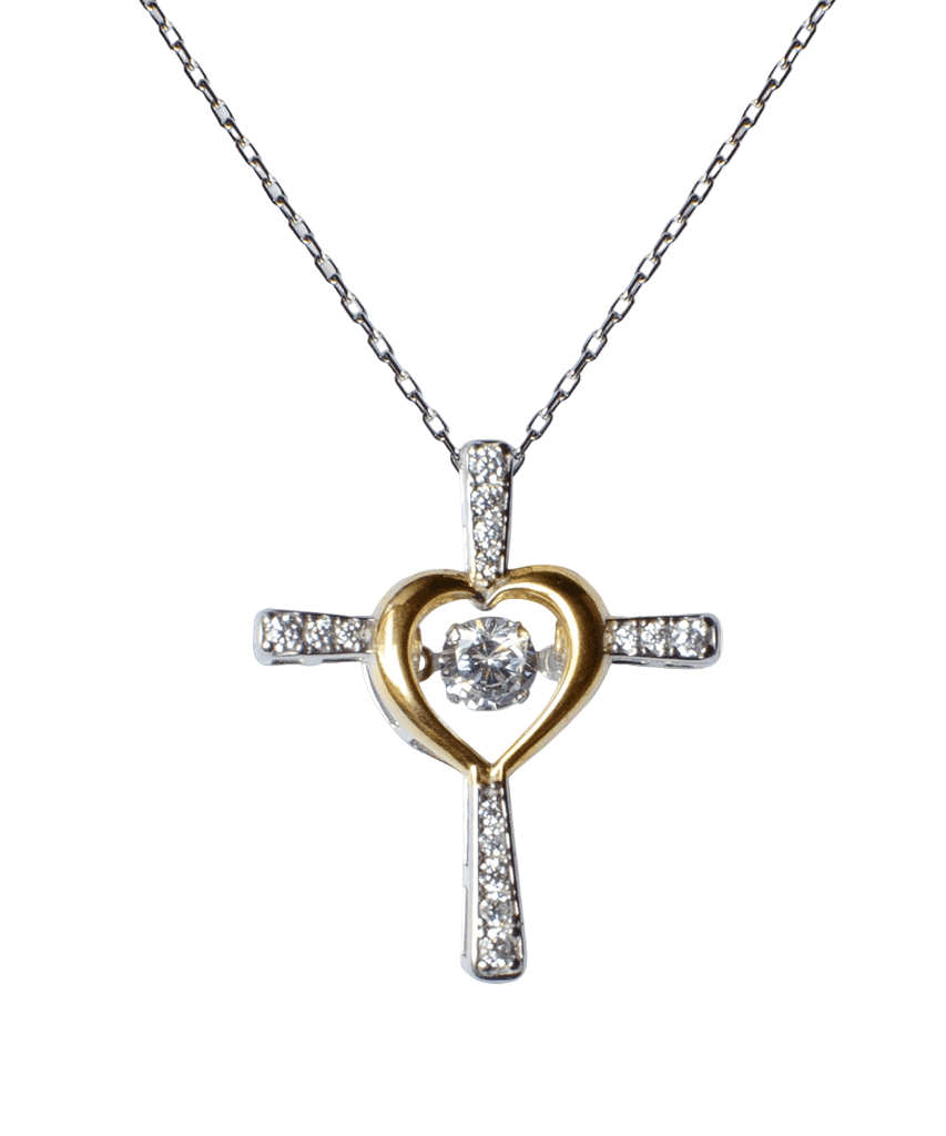 Daughter Necklace Gift | Cross Pendant with Cubic Zirconia | Silver-Plated | 16–18" Chain