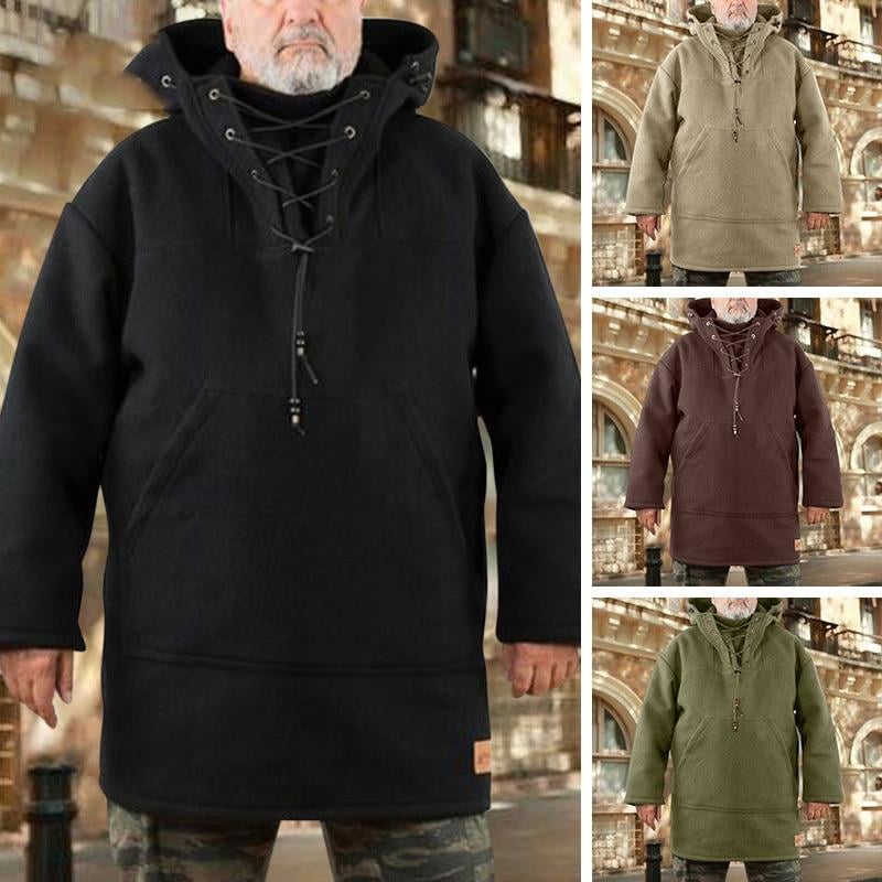 Men’s Wool Outdoor Jacket | Storm-Ready Insulated Anorak with Hood & Kangaroo Pocket
