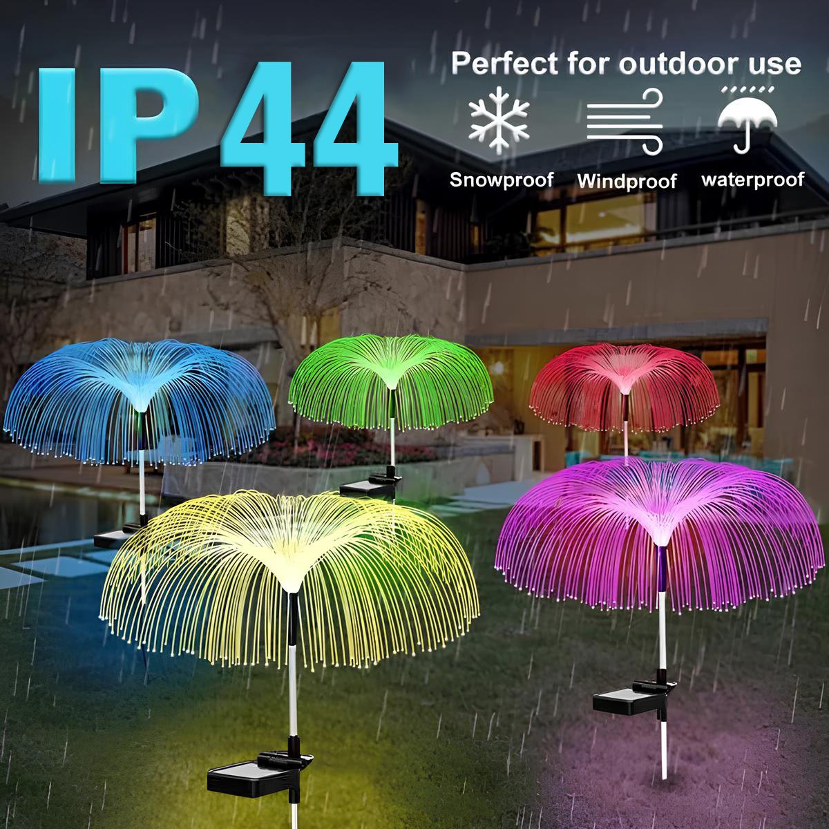 Solar Garden Lights | Jellyfish Design with Color-Changing & Warm White Modes | 75cm