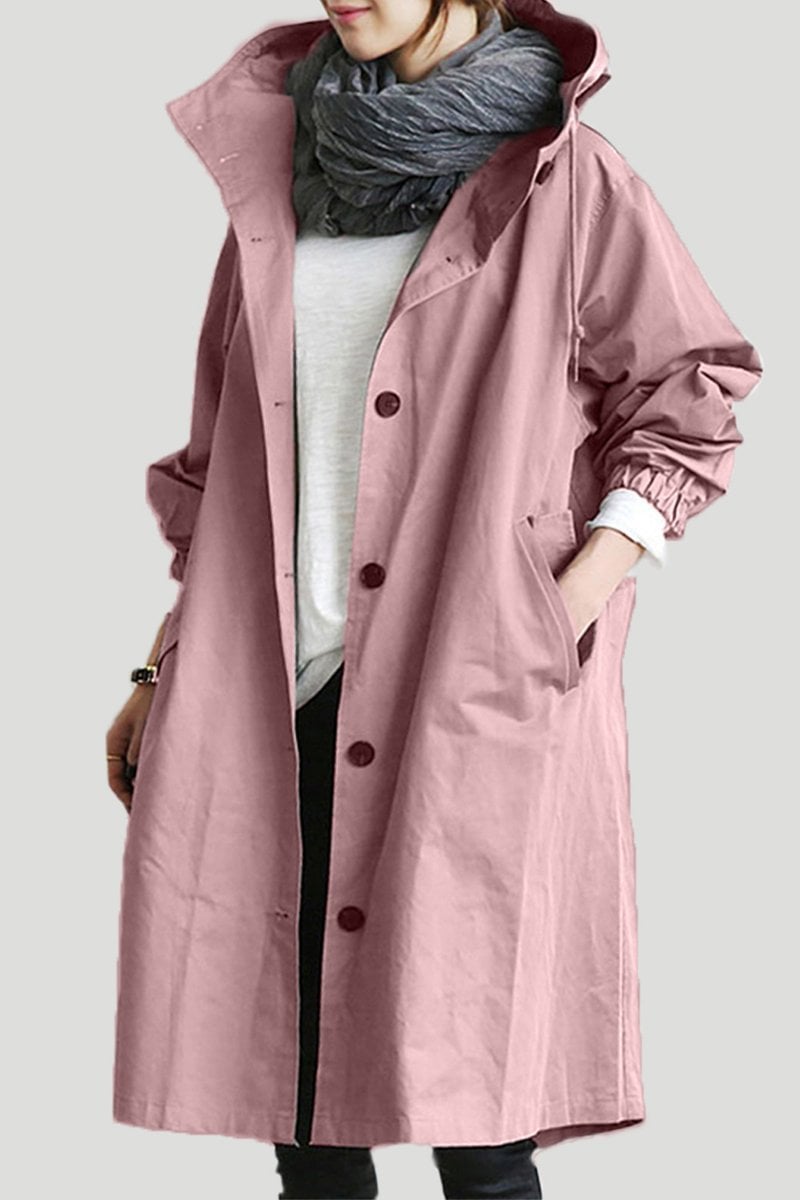 Waterproof women's trench coat with hood