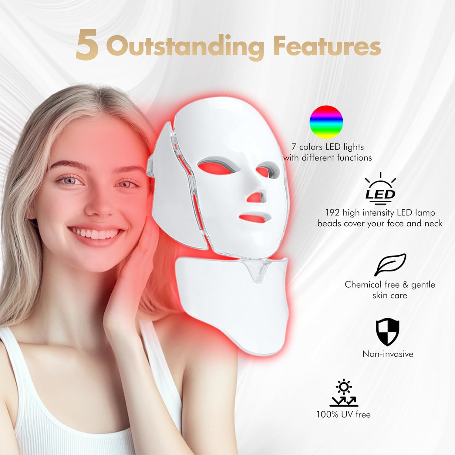 LED Light Therapy Mask | 7-Color Skin Treatment | Wireless Rechargeable