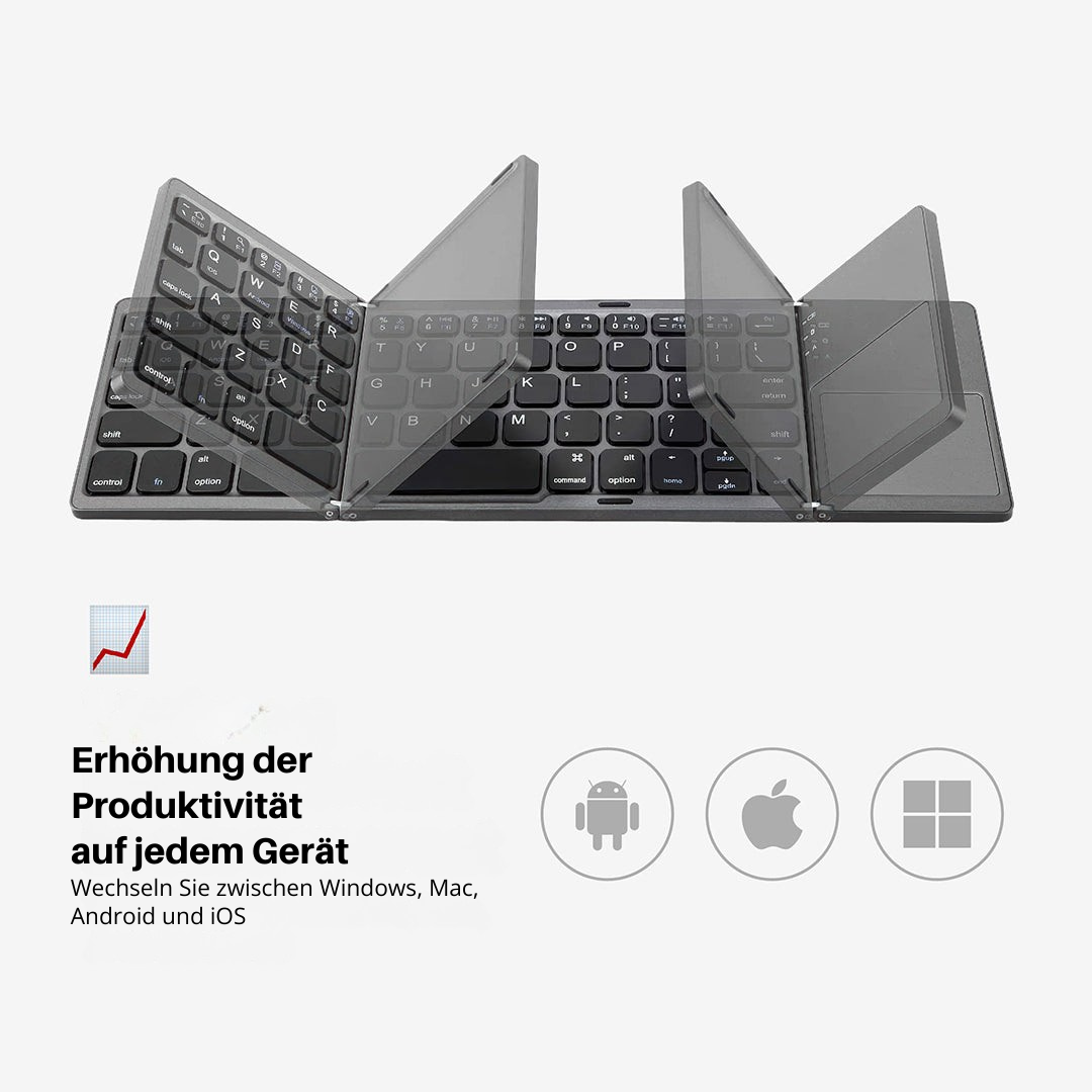 Foldable Bluetooth Keyboard with Touchpad | Portable Wireless Mini Keyboard for Windows, Mac, iOS & Android