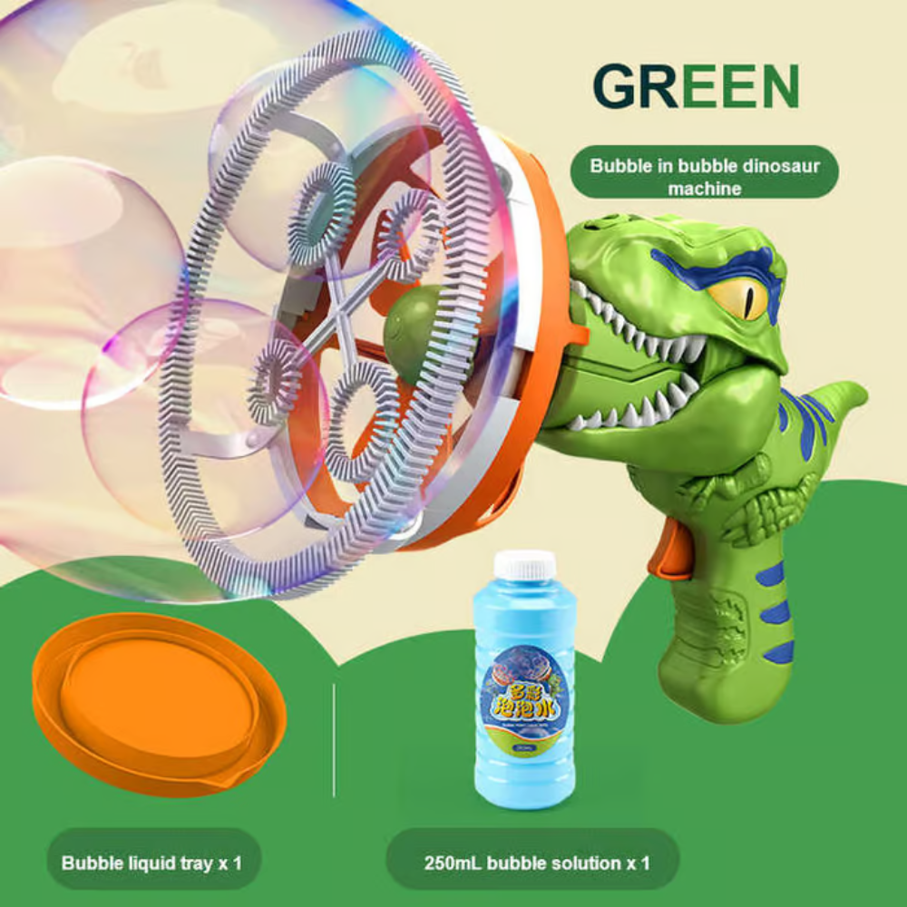 Kids Dinosaur Bubble Blaster | Portable Bubble Machine | 1000+ Bubbles/Min