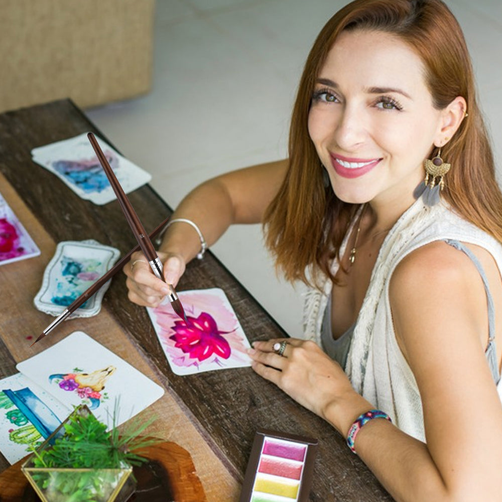 Precision Paint Brushes | Dual-Fiber Tip | Ergonomic Non-Slip Handle | Nickel-Plated Ferrule