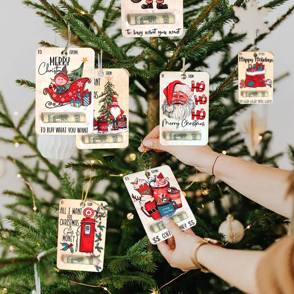 Christmas Money Holder Ornament | Wooden Hanging Decoration | Handcrafted Holiday Gift Surprise