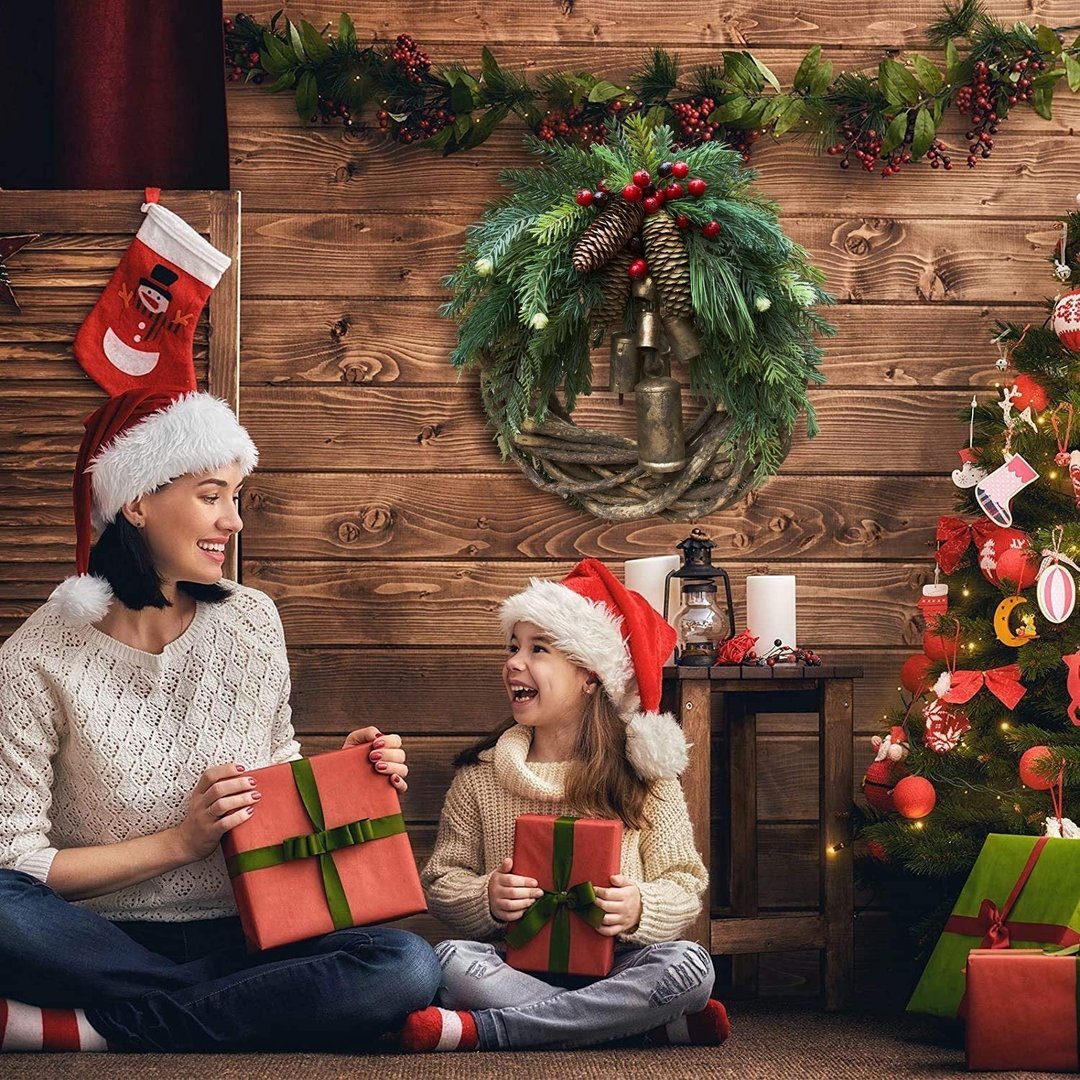 Christmas Wreath | Boho Style | Rustic Vine Base with Pinecones & Golden Bells