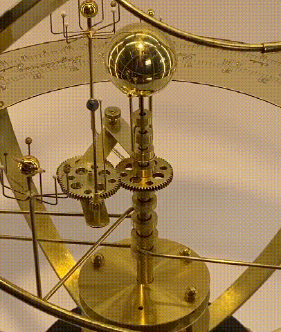 Solar System Model | Brass Gear Mechanism with 9 Planets & 28 Moons | Oak & Stone Educational Display