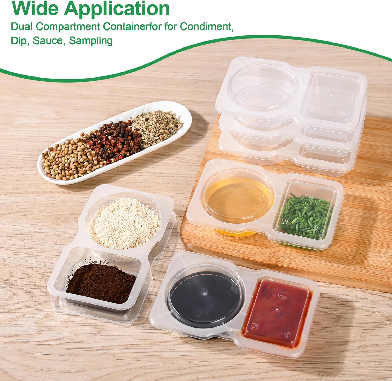 Dual Compartment Sauce Container | Leak-Proof | BPA-Free | Portable