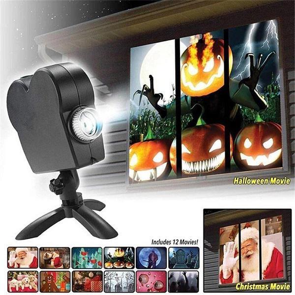 Halloween & Christmas Window Projector | LED Holographic Scenes | Includes Tripod & Videos