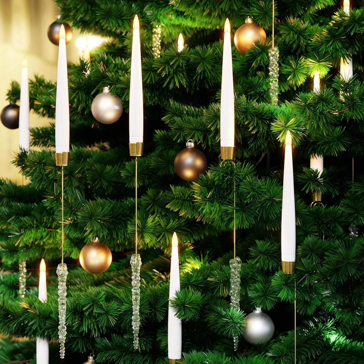 Christmas LED Tree Candles | Remote Control Flameless Lights | Set of 12 Warm White