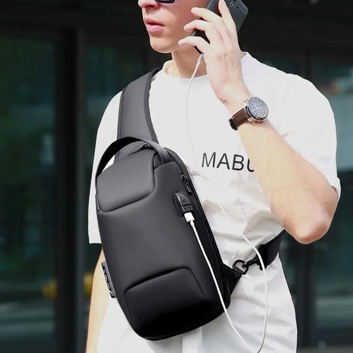 Anti-Theft Crossbody Bag | Landy™ Carry Without Worry | Waterproof Oxford | USB Charging Port | Unisex Travel Pack