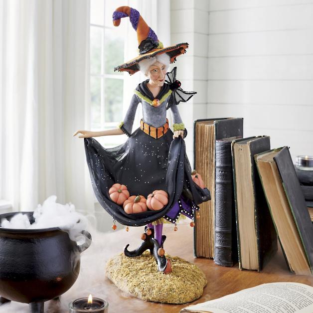 Halloween Witch Figurine | Handcrafted Resin with Realistic Hair | Collectible Tabletop Decoration | 18 in