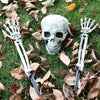 Halloween Yard Decoration | Light-Up Skull & Skeleton Arms | 8-Mode LED Outdoor Prop