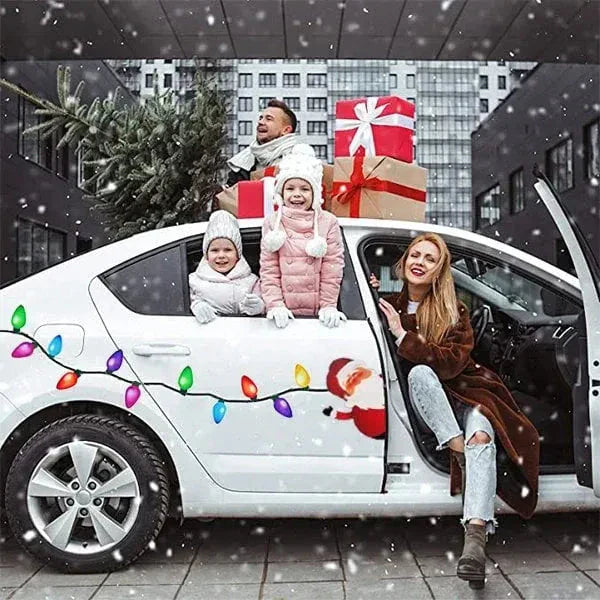 Christmas Car Magnet Decorations | Reflective Holiday Light Bulb Set | Weatherproof & Reusable