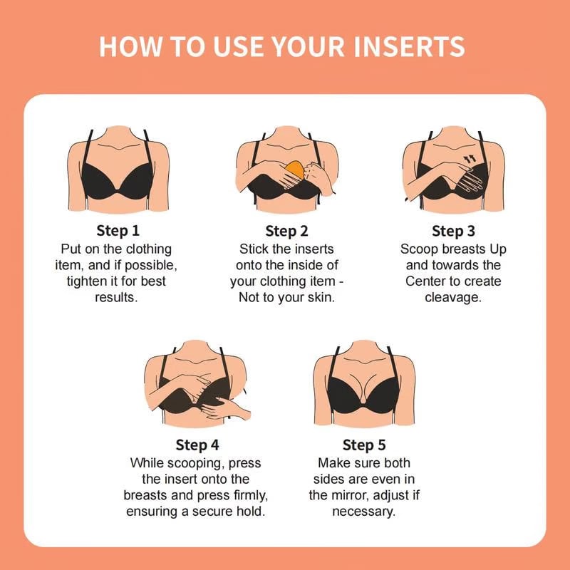 Women’s Invisible Push-Up Bra Inserts | Reusable Adhesive | Deep V Lift