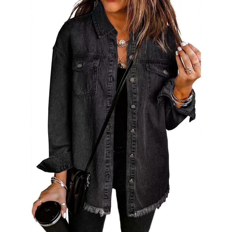 Women’s Denim Jacket | Raw Edge Ripped | Street Style | Everyday Trendy Look
