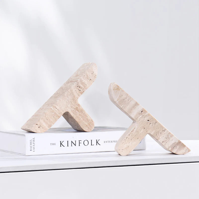 Elegant Travertine Bookends for Shelves