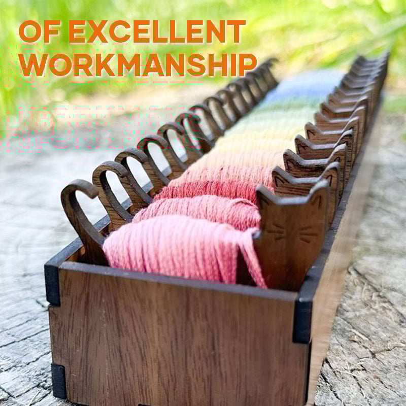 Embroidery Thread Organizer | Wooden Bunny Bobbin Set | 16-Piece | Storage Corral Included