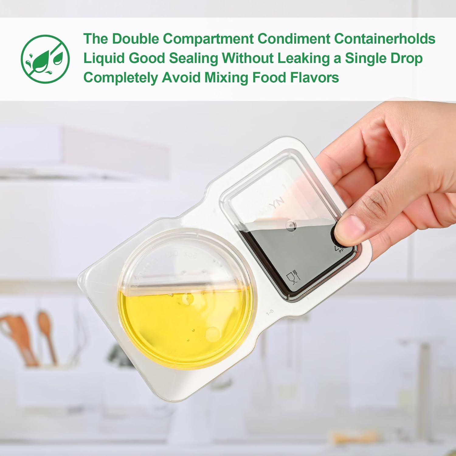 Dual Compartment Sauce Container | Leak-Proof | BPA-Free | Portable