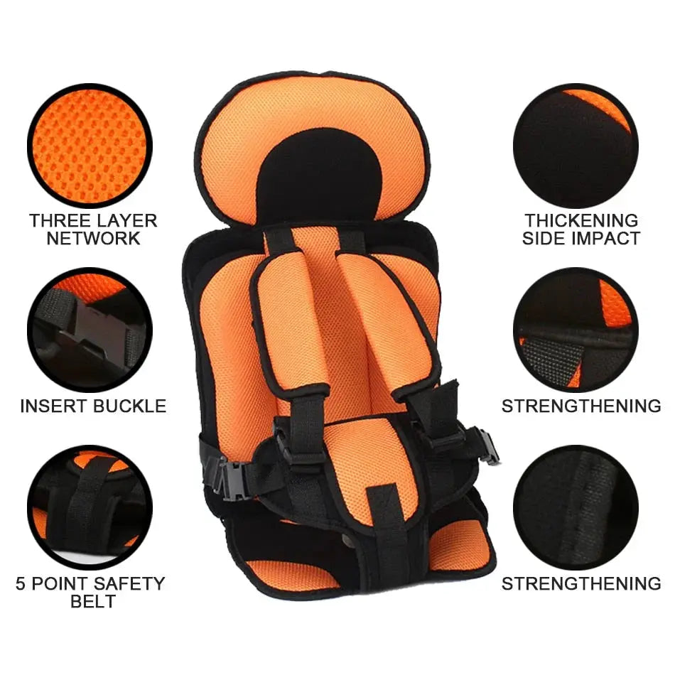 Portable Child Travel Car Seat | Foldable Safety Booster with 5-Point Harness | Ages 0–12 Years