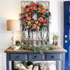 Autumn Door Wreath | Rustic Peony & Pumpkin Design | Handcrafted Fall Decoration