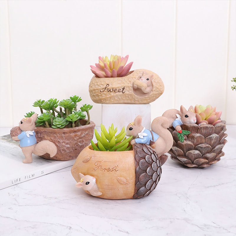 Cartoon Squirrel Succulent Flower Pot