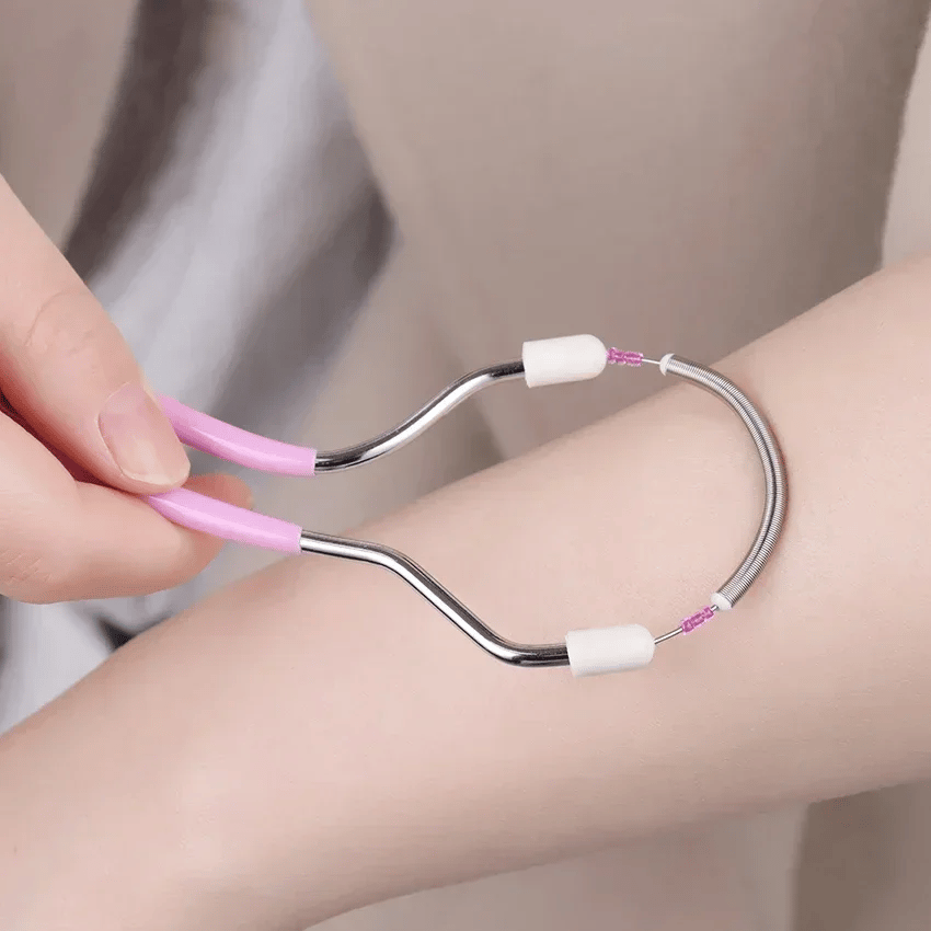 Facial Hair Remover Spring Tool | Gentle Manual Epilator | Stainless Steel | Portable & Battery-Free