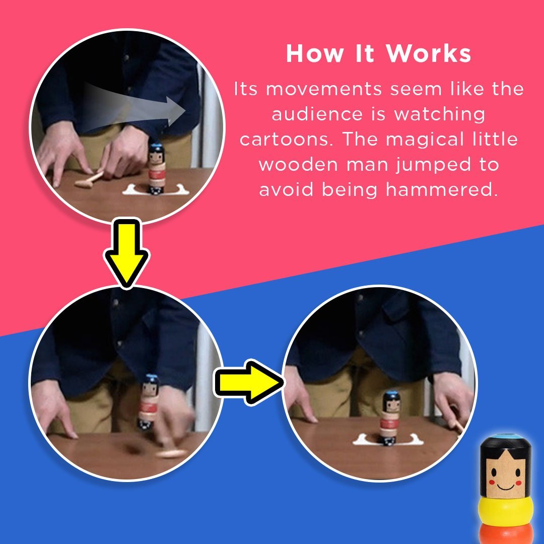 Magic Wooden Man Toy | Unbreakable Trick Figure | Classic Educational Play | 10cm