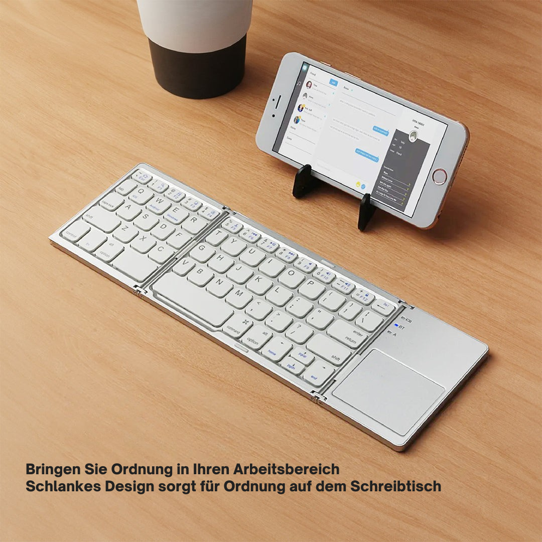 Foldable Bluetooth Keyboard with Touchpad | Portable Wireless Mini Keyboard for Windows, Mac, iOS & Android