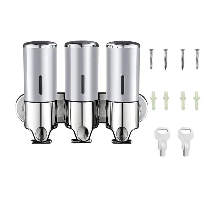 Wall Mounted Soap Dispenser | SudsStation™ Bathroom Organizer | Stainless Steel & ABS | 16.9 fl oz | Set of 1–3