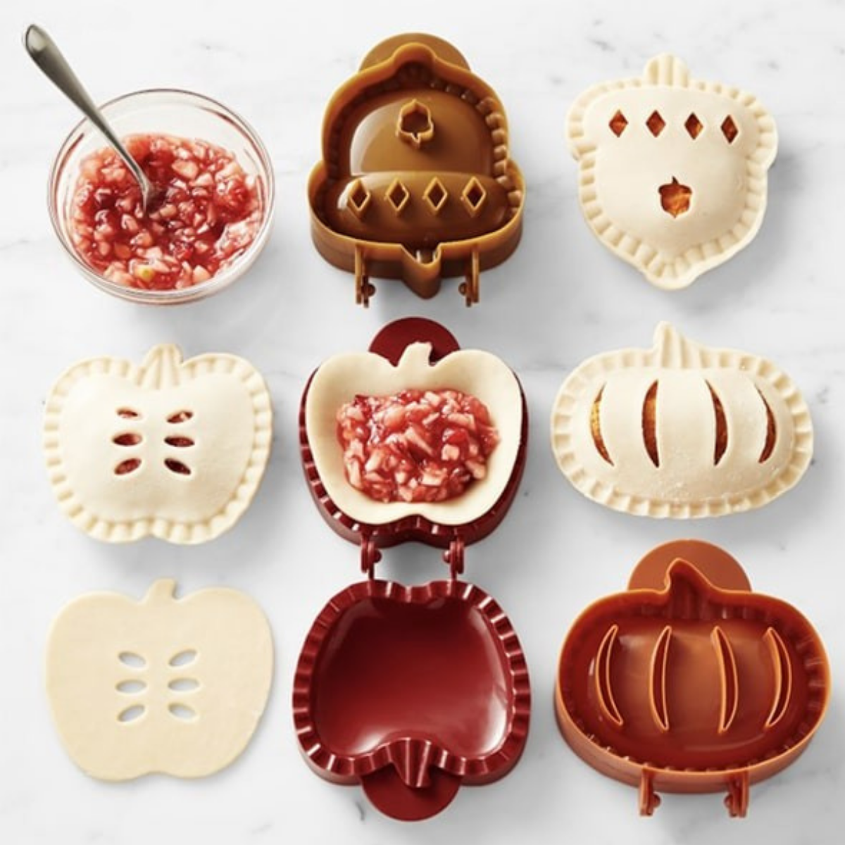 Halloween Pie Press | Pumpkin, Apple & Acorn Shapes | Non-Stick Pastry Cutter & Sealer