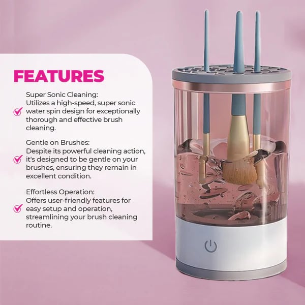 Makeup Brush Cleaner Machine | BrushPure™ Automatic Cleaning & Drying | Compact 16×9cm