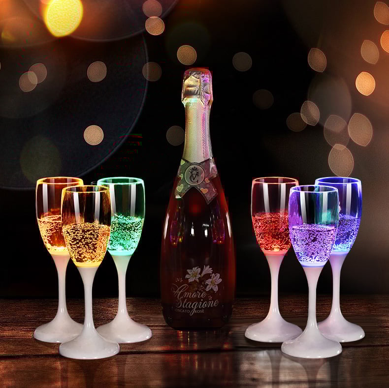 LED Wine Glasses | Light-Up Drinkware with 6 Colors | Liquid-Activated | Reusable Party Cups 4–8oz