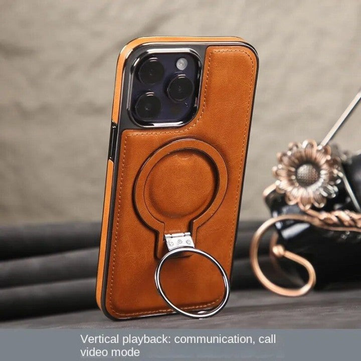 LeatherGuard™ Phone Case | Premium Leather with Stand & Magnetic Wireless Charging Support