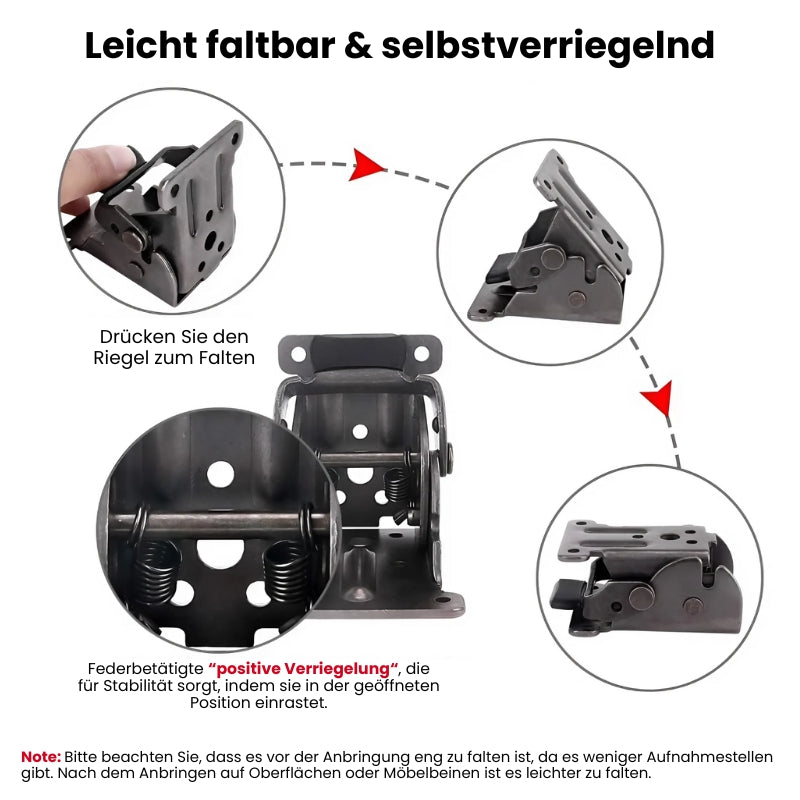 Self-locking 90° folding hinges
